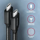 AXAGON Kabel USB-C  USB-C 3.2 Gen 1, 1m, PD 60W 3A, ALU, oplot BUCM3-CM10AB, czarny