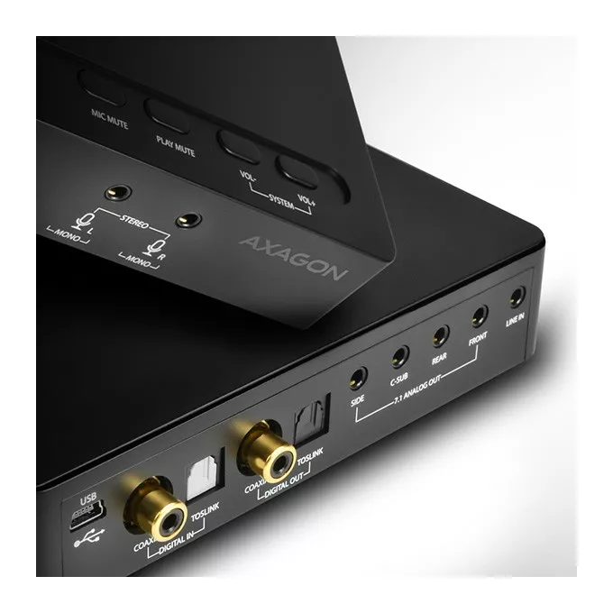 AXAGON Zewnętrzna karta dzwiękowa ADA-71, Soundbox USB real 7.1 audio adapter, SPDIF in/out