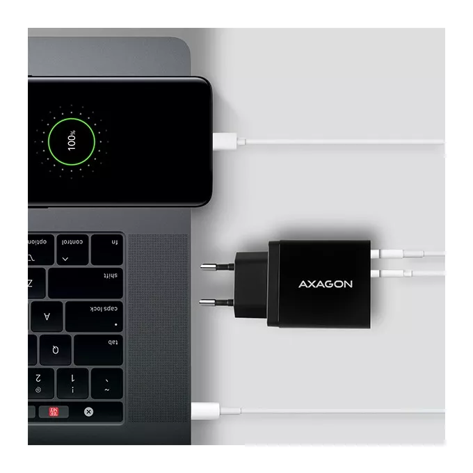 AXAGON Ładowarka sieciowa ACU-PQ22, PD &amp; QC 22W, 2x port (USB-A + USB-C), PD3.0/QC3.0/AFC/FCP/Apple, czarna