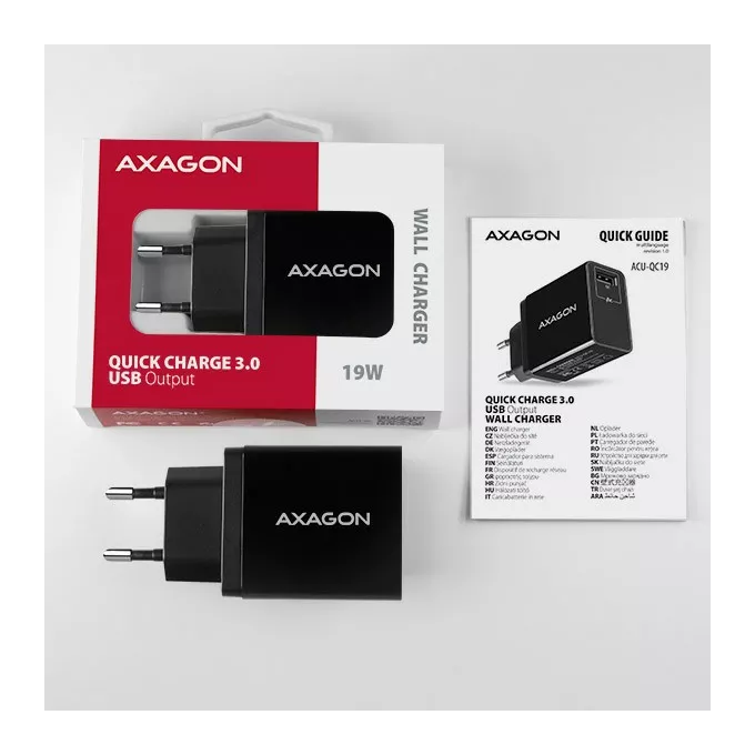 AXAGON Ładowarka sieciowa ACU-QC19, QC 19W, 1x port USB-A, QC3.0/AFC/FCP/SMART