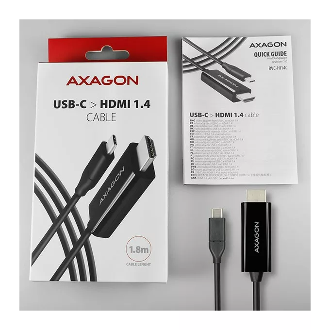 AXAGON Kabel 1,8mUSB-C na HDMI 1,4 4K/30Hz, RVC-HI14C