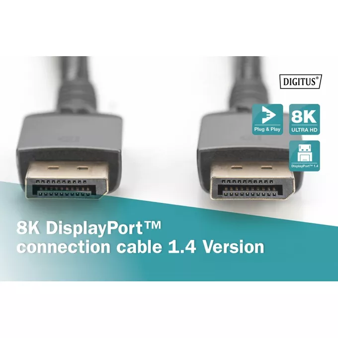 Digitus Kabel połączeniowy PREMIUM DisplayPort 8K60Hz UHD DP/DP M/M 1m Czarny