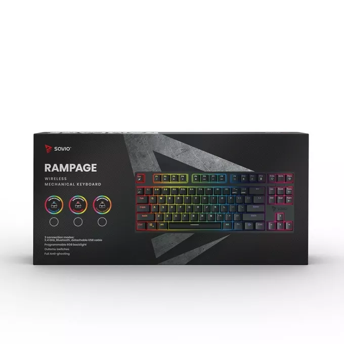 Savio Klawiatura mechaniczna Rampage Outemu BLUE, anti-ghosting, RGB