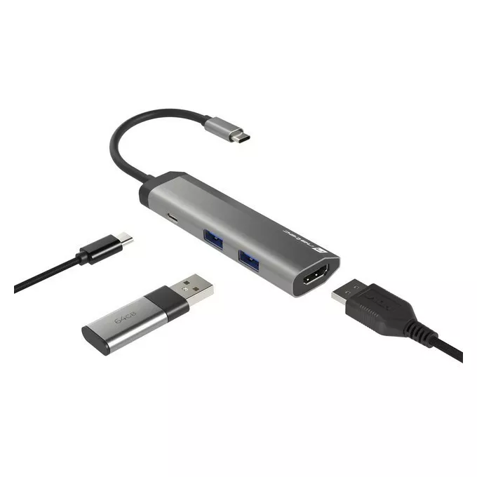 Natec Stacja dokująca Multi Port Fowler Slim USB-C PD, 2x USB 3.0, HDMI 4K