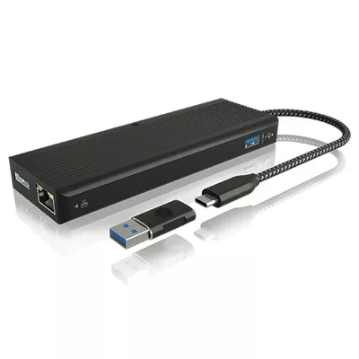 IcyBox Stacja dokująca IB-DK4080AC 9w1,2x HDMI &amp; 2x DisplayPoprt,USB,Headset   combo, LAN, Power delivery up to 100W
