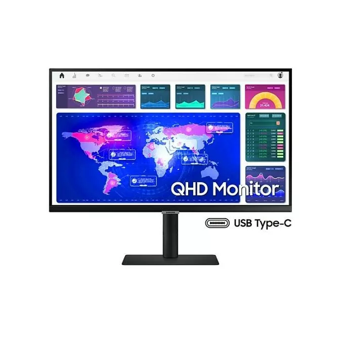 Samsung Monitor 27 cali LS27A60PUUUXEN VA 2560x1440 WQHD 16:9 1xHDMI 1xUSB-C 2xDP (In+Out) 3xUSB 3.0 LAN (RJ45) 5ms HAS+PIVOT płaski 3 lata on-site
