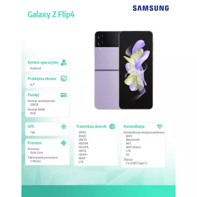 Samsung Smartfon Galaxy Z Flip 4 DualSIM 5G 8/128GB fioletowy
