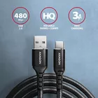 AXAGON BUCM-AM15AB Kabel USB-C - USB-A, 1.5m, USB 2.0, 3A, ALU, oplot, Czarny