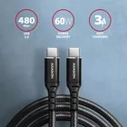 AXAGON BUCM-CM10AB Kabel USB-C - USB-C 2.0, 1m, PD 60W, 3A, ALU, oplot Czarny