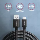 AXAGON BUMM-AM10AB Kabel MicroUSB - USB-A, 1m, USB 2.0, 2.4A, ALU, oplot, Czarny