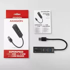 AXAGON HMA-CR3A Wieloportowy hub 3x USB-A + SD/microSD, USB3.2 Gen 1 hub, metalowy, 20cm USB-A kabel
