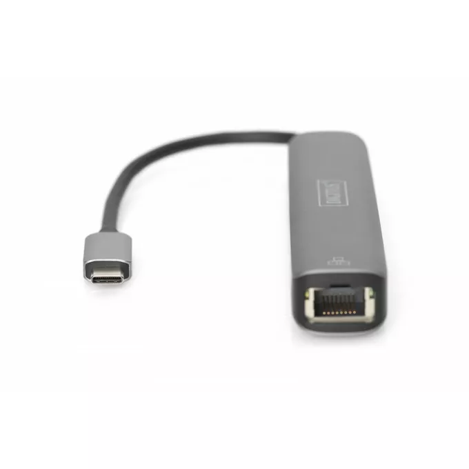 Digitus Stacja dokująca USB-C, 5 portów 4K 30Hz HDMI 3x USB3.0 RJ45 srebrna