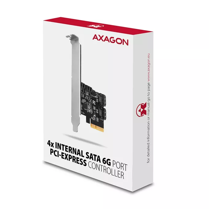 AXAGON PCES-SA4X4 Kontroler PCIe 4x wewnętrzny port SATA 6G, ASM1164, SP &amp; LP