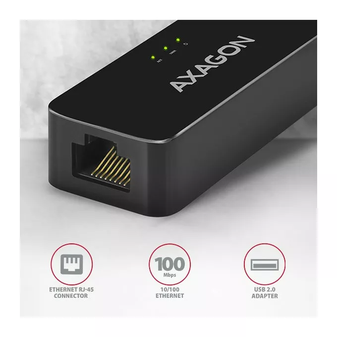 AXAGON ADE-XR Karta sieciowa Fast Ethernet adapter, USB2.0, instalacja automatyczna