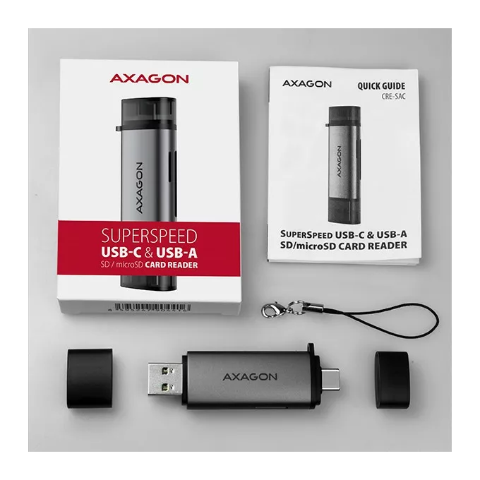 AXAGON CRE-SAC Czytnik kart zewnętrzny USB3.2 Gen 1 Type-C + Type-A SD/microSD