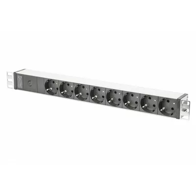 Digitus Listwa zasilająca PDU 19&quot; Rack, 8x gniazdo schuko, 2.0m, 1x wtyk C14, 10A Aluminiowa