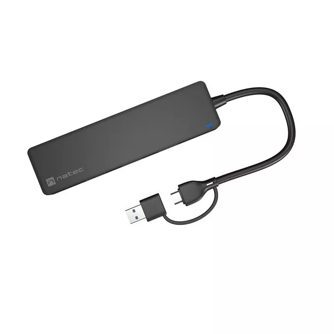 Natec Hub USB-C 4 porty Mayfly czarny + adapter USB-A