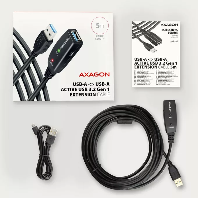 AXAGON ADR-305 USB 3.0 A-M -&gt; A-F aktywny kabel przedłużacz/wzmacniacz 5m
