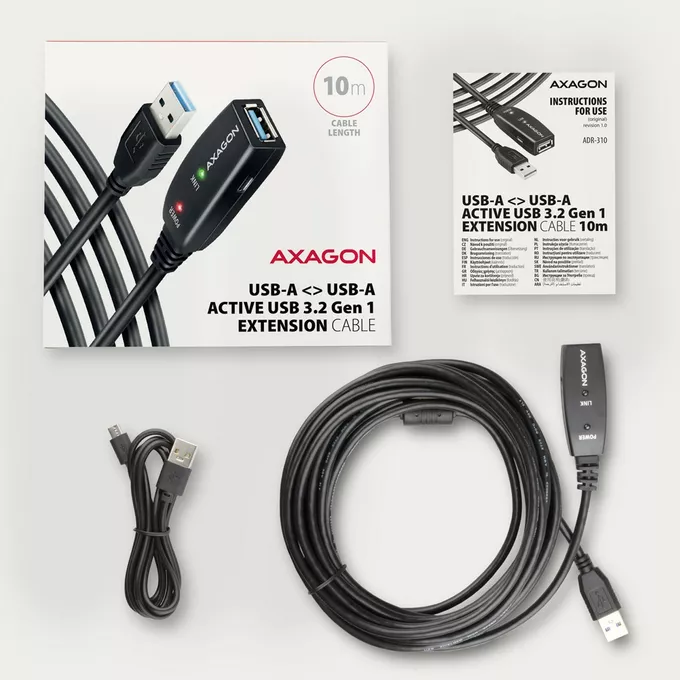 AXAGON Kabel ADR-310 USB 3.0 A-M -&gt; A-F aktywny kabel przedłużacz/wzmacniacz 10m