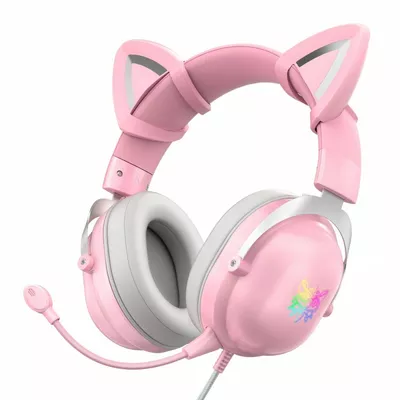 Onikuma Słuchawki gamingowe Onikuma X11 kocie uszy USB różowe