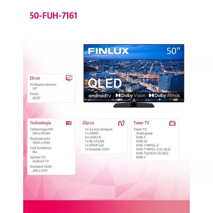 Finlux Telewizor QLED 50 cali 50-FUH-7161