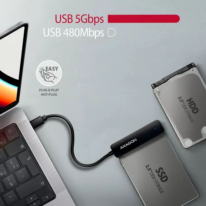 AXAGON ADSA-FP2C Adapter USB-C 5Gbps SATA 6G 2.5&quot; HDD/SSD FASTPort2