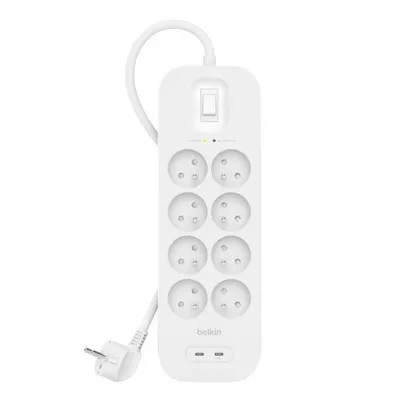 Belkin Listwa przeciwprzepięciowa SurgePlus 8xFR 2xUSB-C 900J 2M