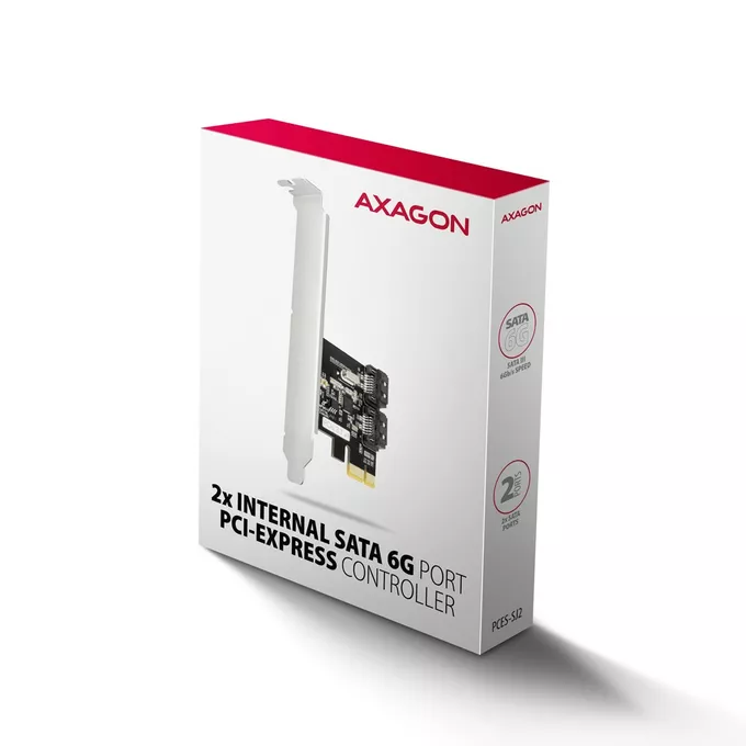 AXAGON PCES-SJ2 Kontroler PCIe 2x wewnętrzny port SATA 6G, chipset JMB582 SP &amp; LP