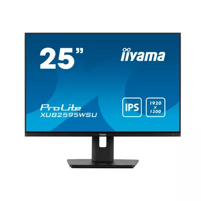 IIYAMA Monitor 25 cali XUB2595WSU-B5 IPS.PIVOT.16:10.USB.DP.HDMI.VGA.2x2W.  300(cd/m2).HAS(150mm)