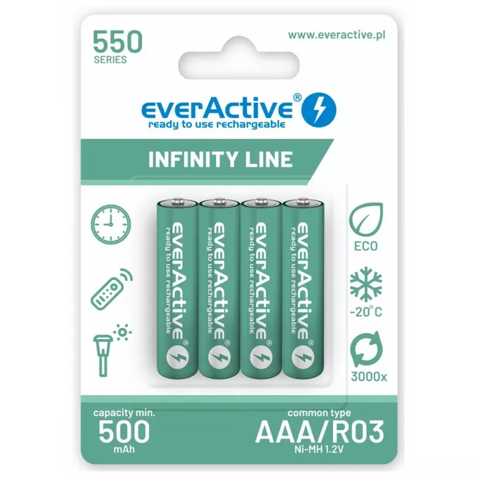 everActive Akumulatory R03/AAA 550 mAH blister 4 szt. Infinity Line technologia ready to use