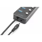 Digitus Hub USB 3.0/Koncentrator 7-portowy USB A + adapter USB-C 5Gbps z wyłącznikami, aluminiowy, aktywny
