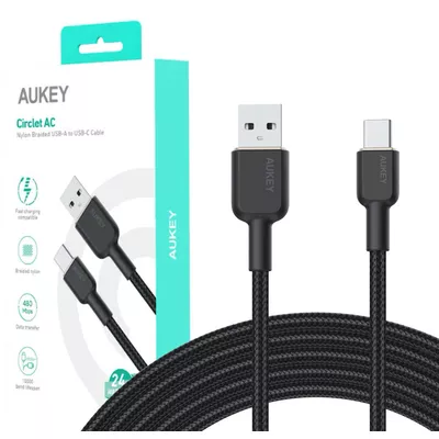 AUKEY CB-NAC2 nylonowy kabel USB C - USB A | 1.8m | 3A | 60W PD | 20V