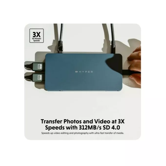 HyperDrive Stacja dokująca HyperDrive Next 10-Port Business Class USB-C Dock 2xHDMI/4K/SD/ PD 100W pass-through/miniJack/RJ45