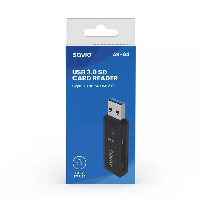Savio Czytnik kart SD, USB 3.0, 5 Gbps, AK-64