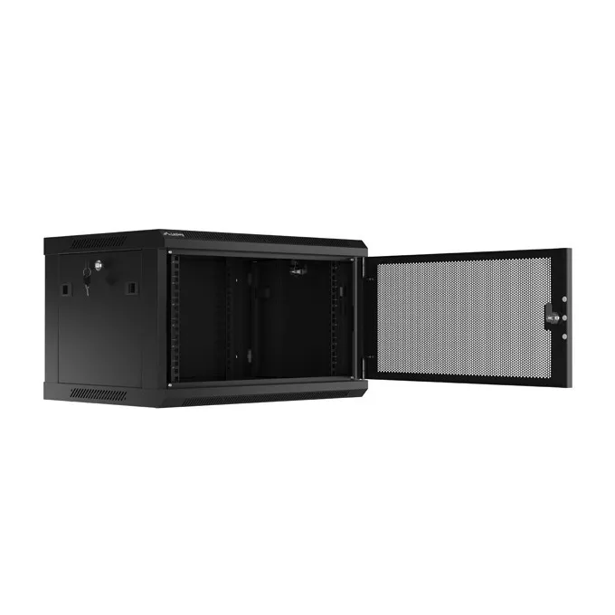 Lanberg Szafa wisząca 19 cali 6U 600x450 drzwi perforowane (flat pack) czarna