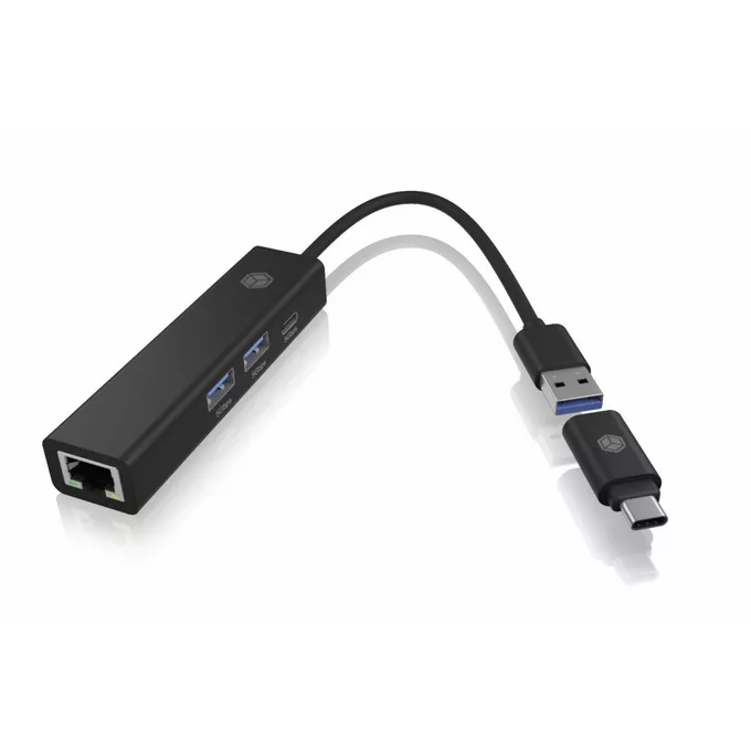 IcyBox Hub IB-HUB1439-LAN 4w1 HUB, 1x USB-C, 2xUSB-A, 1x LAN | Alsen.pl