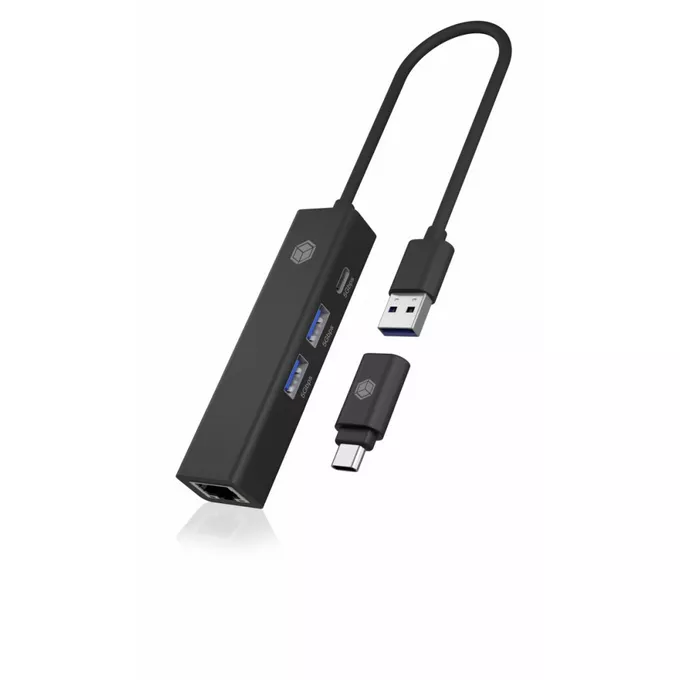 IcyBox Hub IB-HUB1439-LAN 4w1 HUB, 1x USB-C, 2xUSB-A, 1x LAN | Alsen.pl