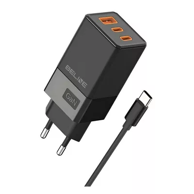 Beline Ładowarka sieciowa 65W GaN 2xUSB-C + USB-A +Kabel USB-C Czarna