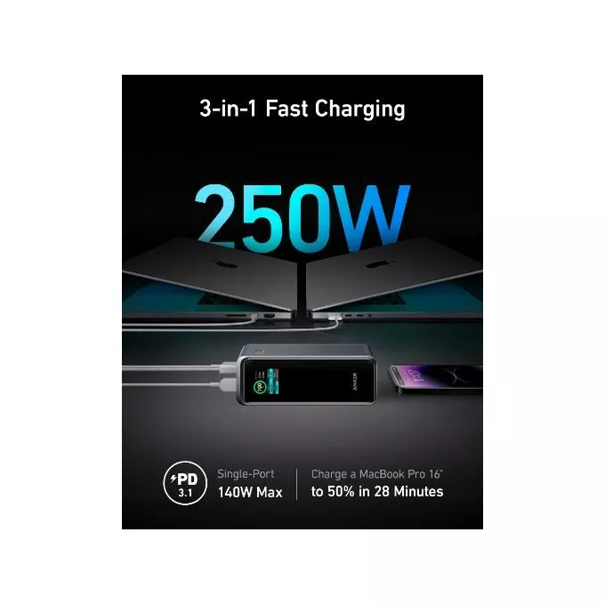 Anker Prime Power Bank (27650mAh, 250W)② Anker Prime, Power Bank 27650 Mah, Czarny, A1340011