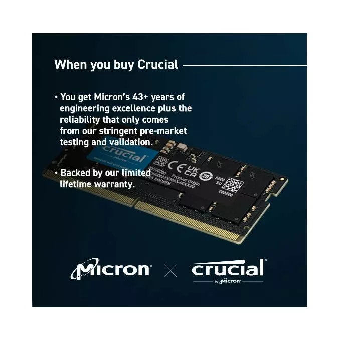 Crucial Pamięć do notebooka DDR5 SODIMM  48GB(2*24) /5600 CL46 (16Gbit)