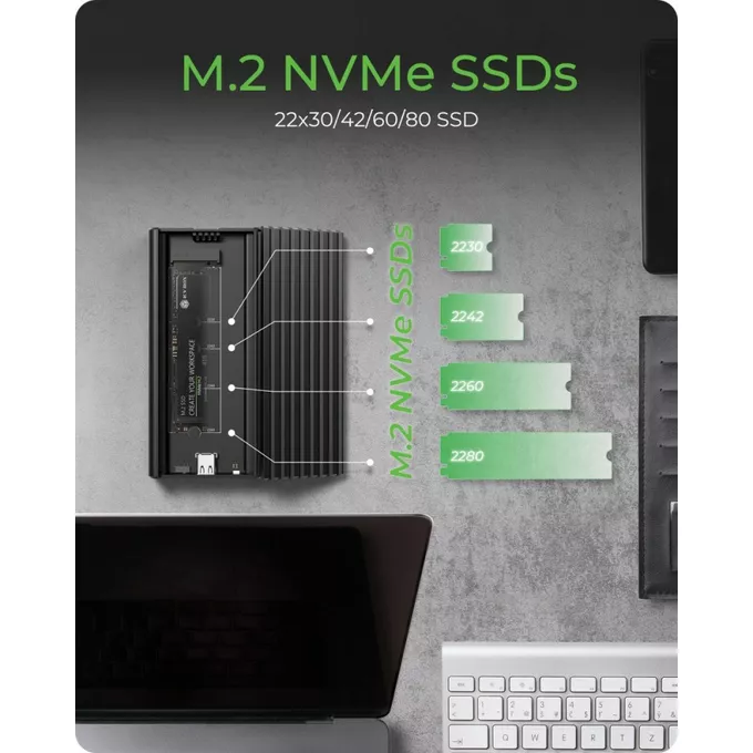 IcyBox Obudowa IB-1917M-C32 NVMe USB 3.2 Gen 2x2,  20 Gbit/s