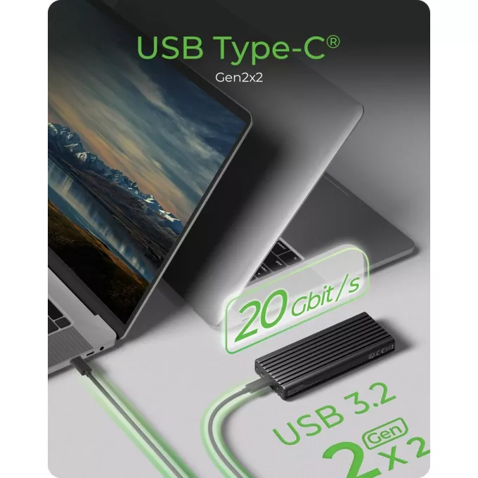 IcyBox Obudowa IB-1917M-C32 NVMe USB 3.2 Gen 2x2,  20 Gbit/s