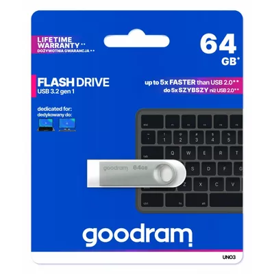 GOODRAM Pendrive UNO3 64GB USB 3.2 Gen1 srebrny