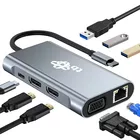 TB Adapter USB C 8w1 HDMIx2 USB VGA RJ45 PD
