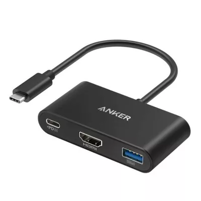 Anker USB-C Hub 3w1 4K HDMI szary