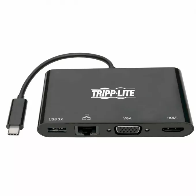 Eaton Wieloportowy adapter USB-C 4K HDMI, VGA, USB-A, GbE, HDCP U444-06N-HV4GUB Czarny