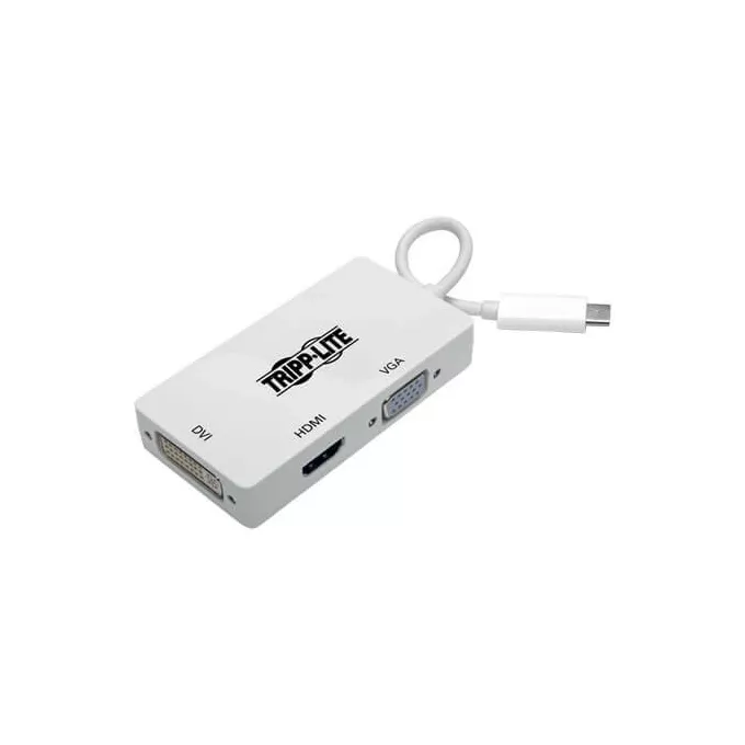 Eaton Wieloportowy adapter USB-C (M/3xF) 4K HDMI, DVI, VGA, HDCP U444-06N-HDV4K  Biały