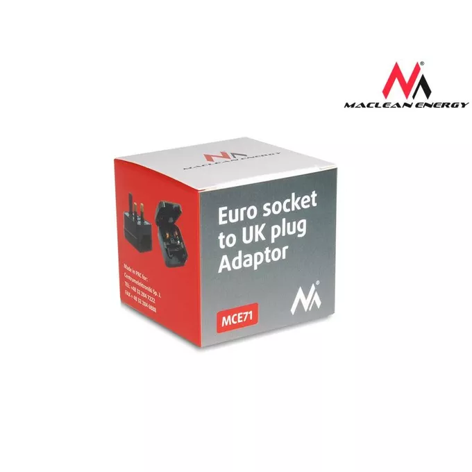 Maclean Adapter zasilania UK na gniazdo EU MCE71 Czarny