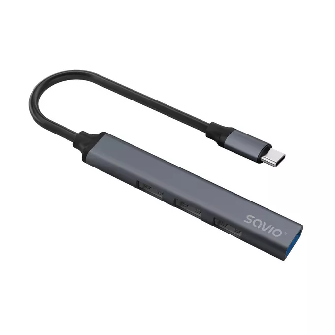 Savio Hub 4 porty USB-C - 3 x USB-A 2.0, 1 x USB-A 3.1 3.1 GEN 1, 5 Gbps, AK-71