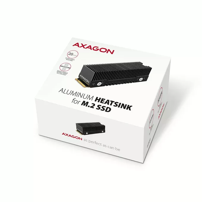 AXAGON CLR-M2XT Chłodnica aluminiowa pasywna do dysku M.2 SSD, ALU korpus, silikonowe podkładki termiczne, wysokość 24mm